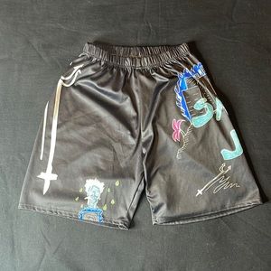 Black Graphic Letter Boy Shorts